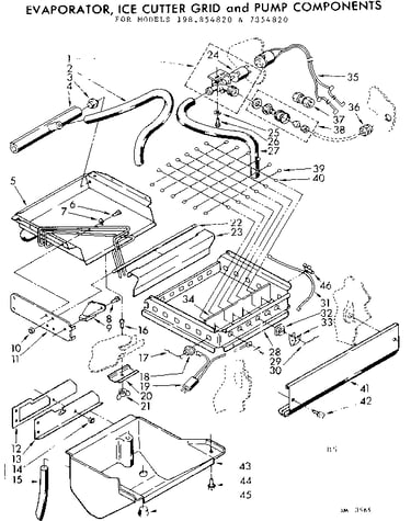 Evaporator, ice cutter grid and pump components