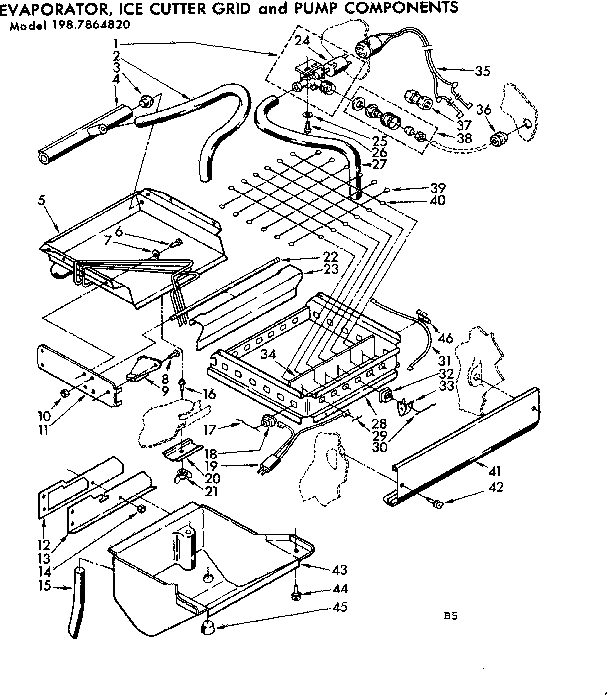 Evaporator, ice cutter grid & pump components