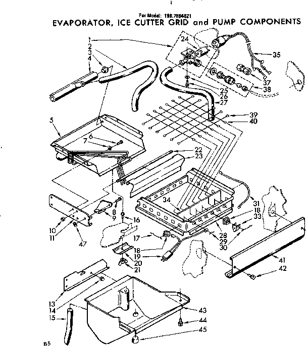 Evap ice cutter grid and pump components