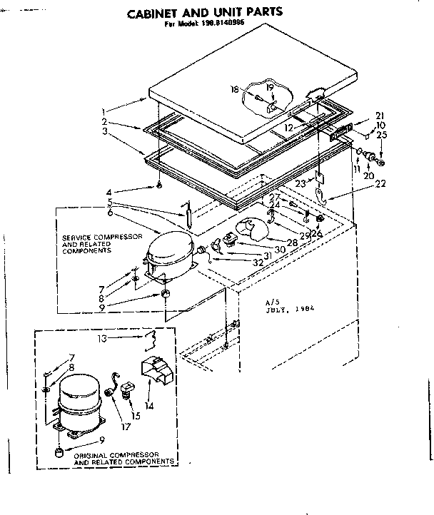 Cabinet and unit parts
