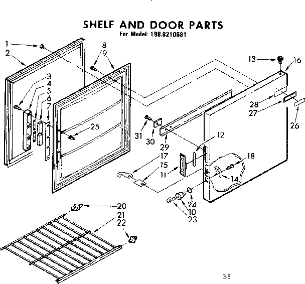 Shelf and door parts