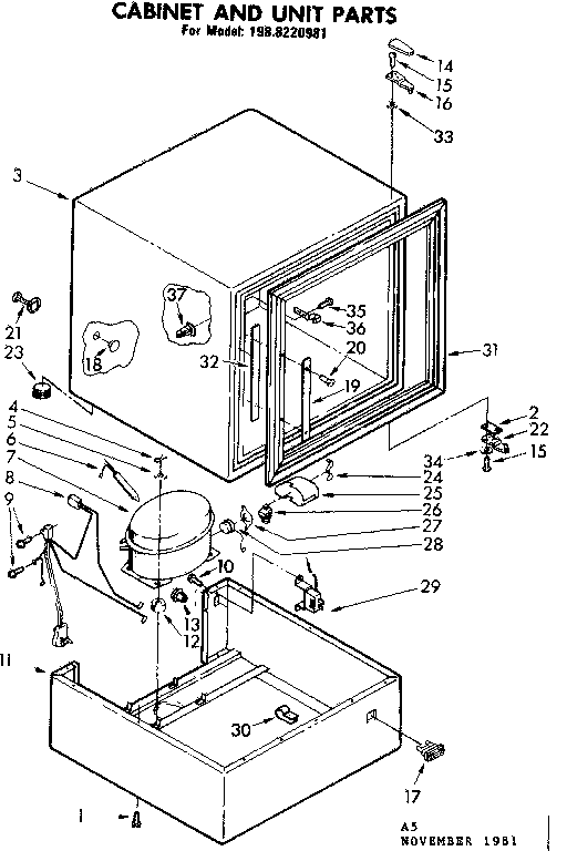 Cabinet and unit parts