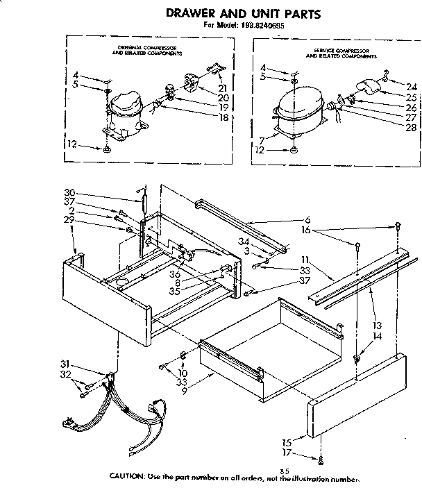 Drawer and unit parts