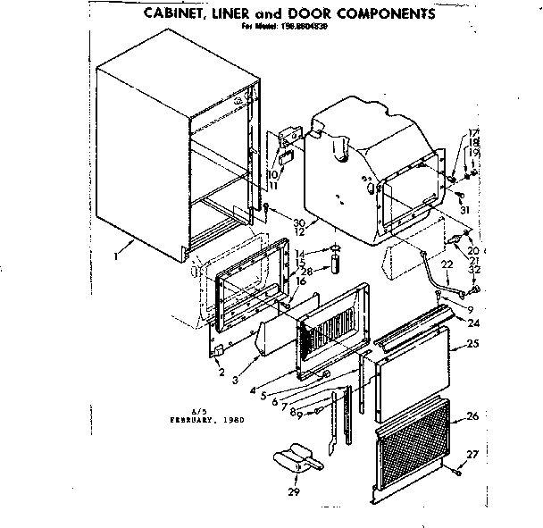 Cabinet liner and door components
