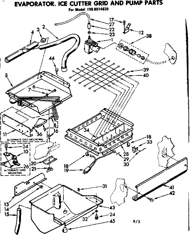 Evaporator, ice cutter grid & pump parts