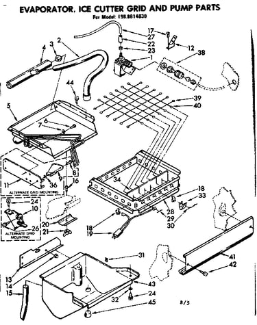 Evaporator, ice cutter grid & pump parts