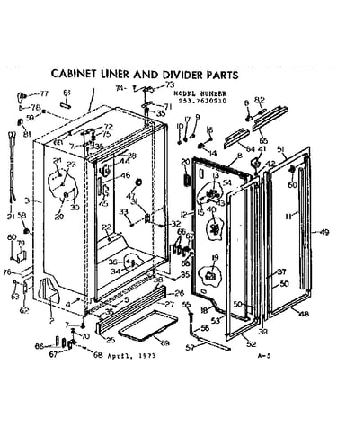 Cabinet liner and divider parts
