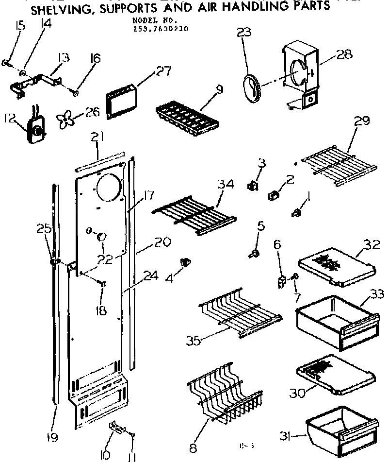 Shelving, supports and air handling parts