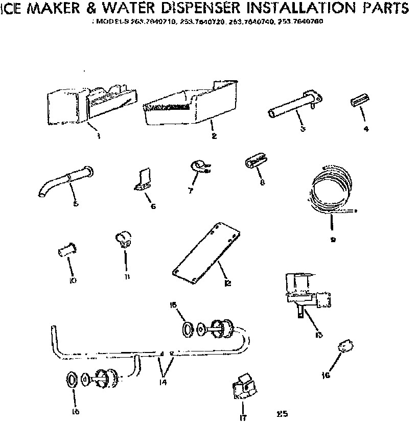Ice maker & water dispenser inst parts