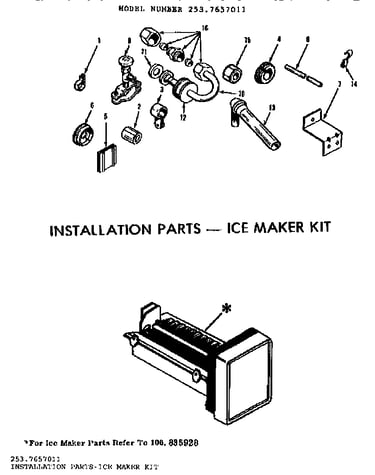 Installation parts-ice maker kit