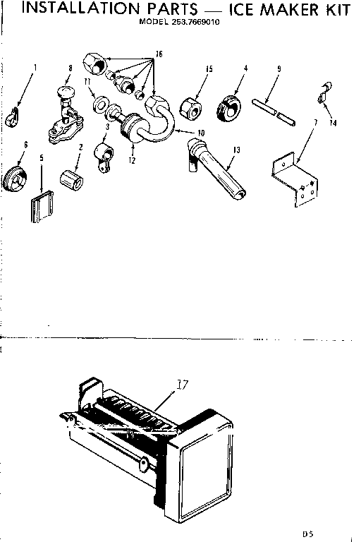 Installation parts - ice maker kit