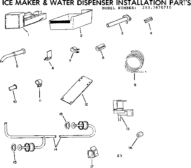Ice maker & water dispenser installation parts