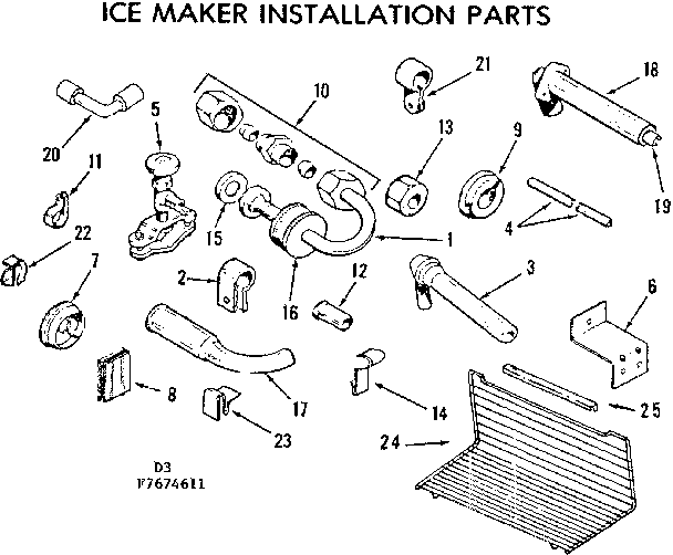 Ice maker installation parts