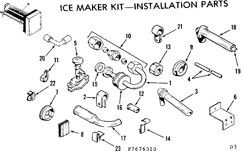 Icemaker kit/installation parts