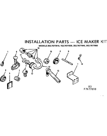 Installation parts-ice maker kit