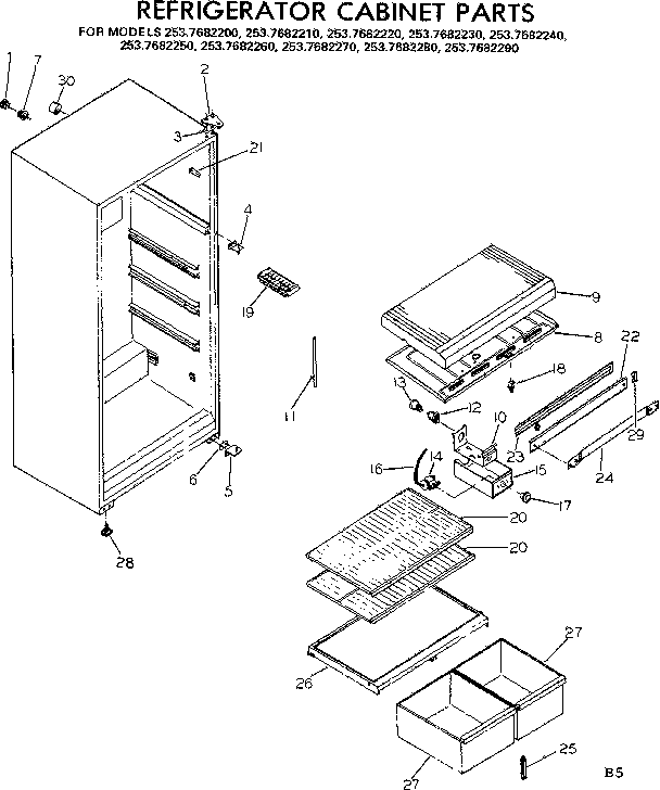 Refrigerator cabinet parts