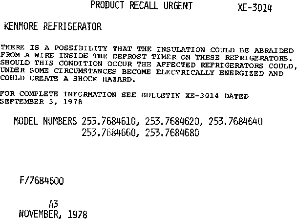 Product recall