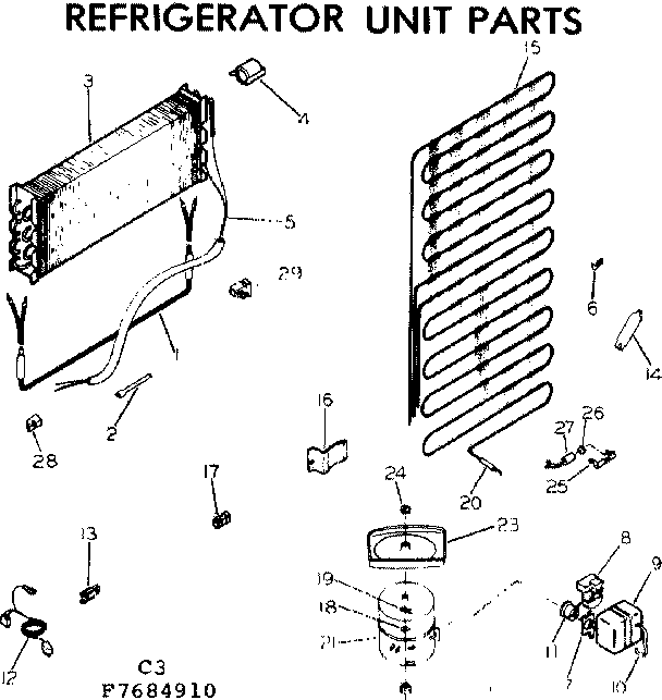 Refrigerator unit parts