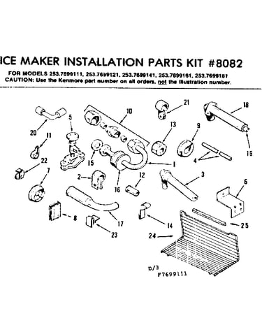 Ice maker installation parts kit no. 8082