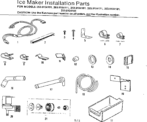 Ice maker installation parts