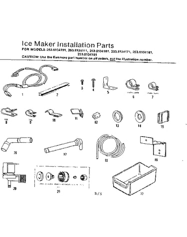 Ice maker installation parts