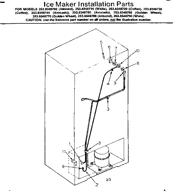 Ice maker installation parts