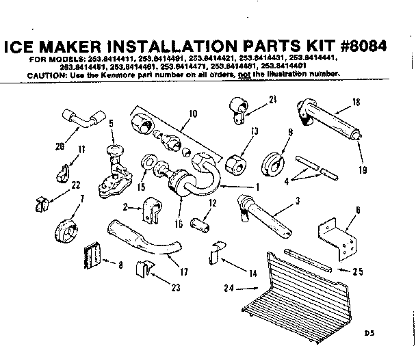 Ice maker installation parts kit
