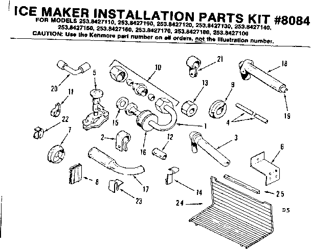 Ice maker installation parts kit