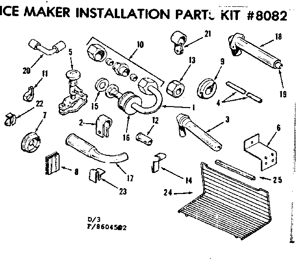 ICE MAKER INSTALLATION PARTS KIT NO 8082