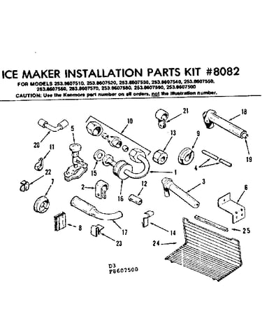 Ice maker installation parts kit no 8082