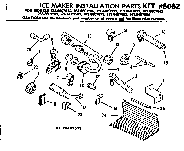 Ice maker installation parts kit no 8082