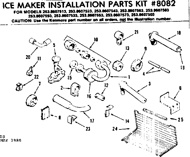 ICE MAKER INSTALLATION PARTS KIT NO. 8082