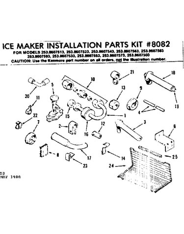 Ice maker installation parts kit no. 8082