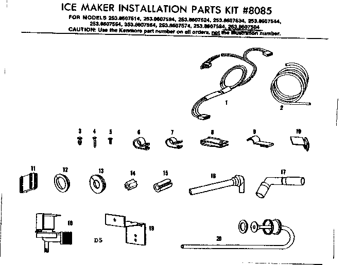 Ice maker installation parts