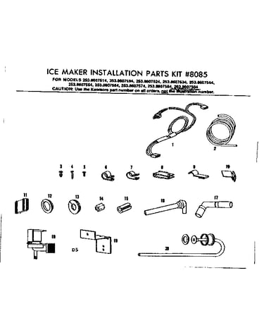 Ice maker installation parts