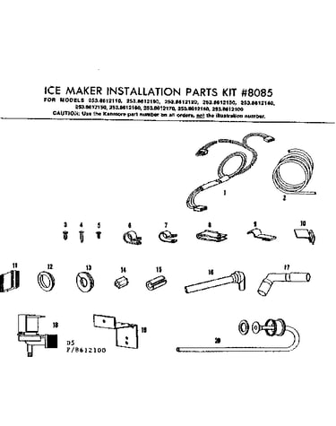 Ice maker installation parts kit
