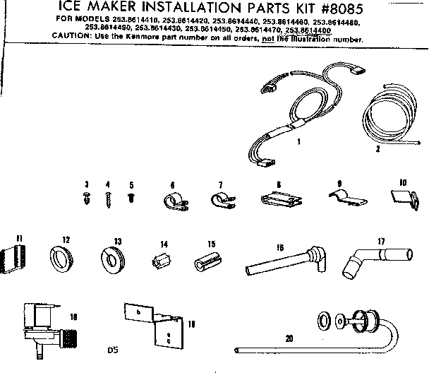 Ice maker installation parts