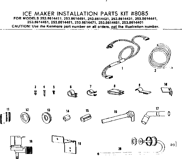 Ice maker installation parts