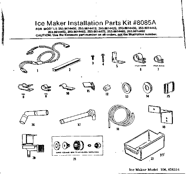 Ice maker installation parts