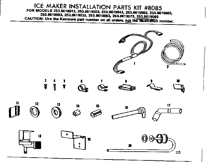 Ice maker installation parts kit