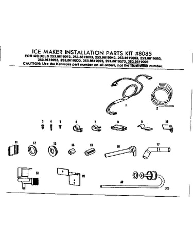 Ice maker installation parts kit