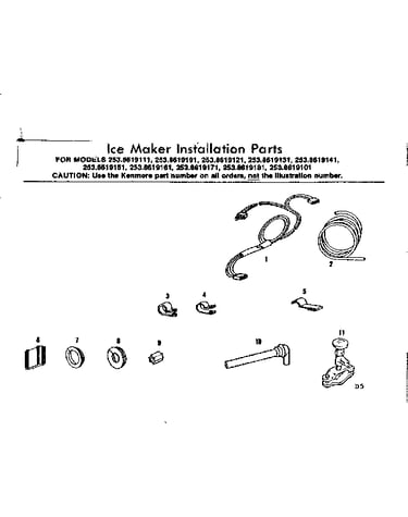 Ice maker installation parts