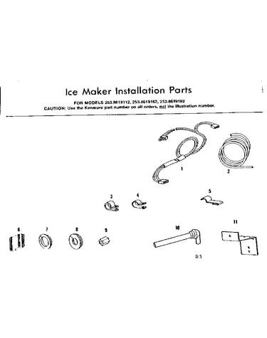 Ice maker installation parts