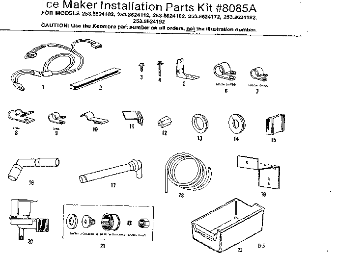 ICE MAKER INSTALLATION PARTS KIT #8085A