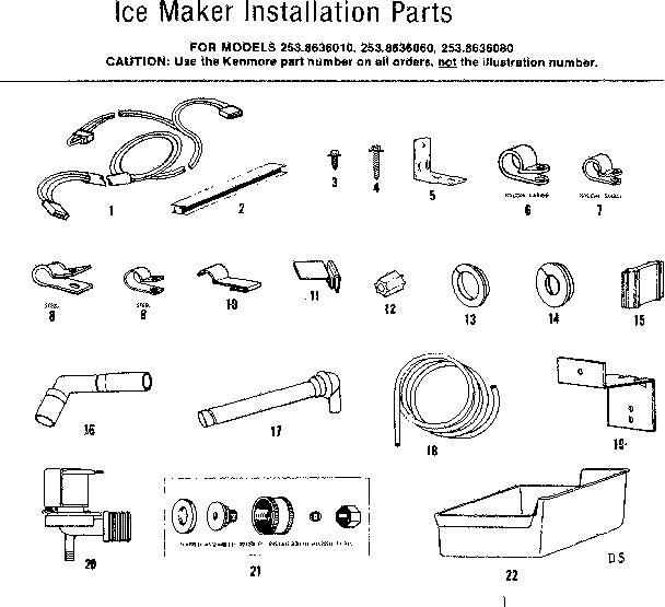 Ice maker installation parts