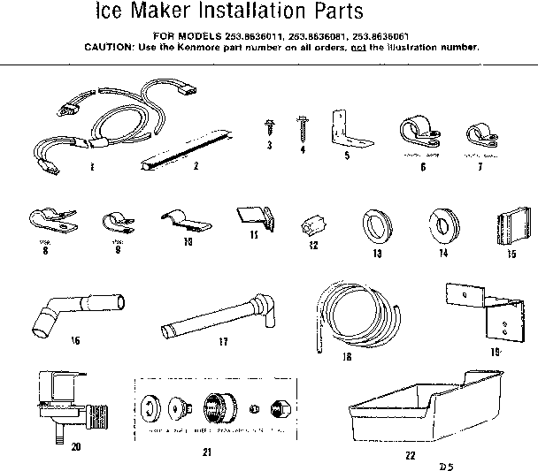 Ice maker installation parts