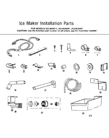 Ice maker installation parts