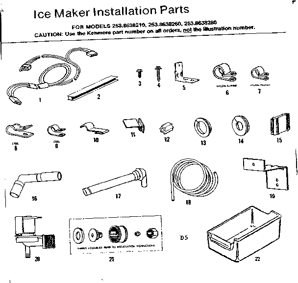 Ice maker installation parts