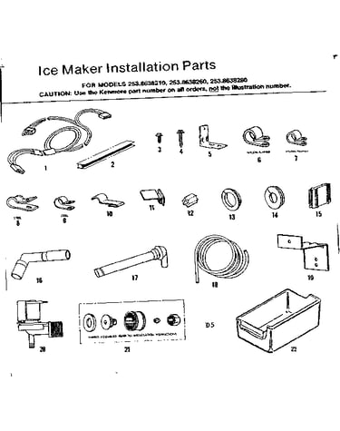 Ice maker installation parts