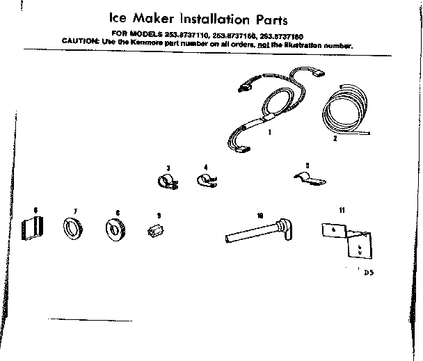 Ice maker installation parts